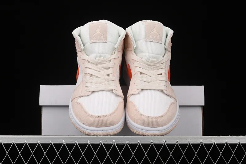 All categories Air Jordan Jordan series basketball shoes Air Jordan 1 Mid Air Jordan 1 Mid AJ1 Joe 1 corduroy orange Zhongbang basketball shoes DA8009-108